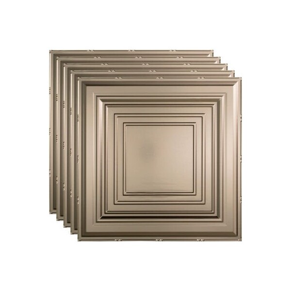 Acoustic Ceiling Products Fasade Traditional Syle # 3 - 23-3/4" x 23-3/4" PVC Lay In Tile in Brushed Nickel - PL5429 - main
